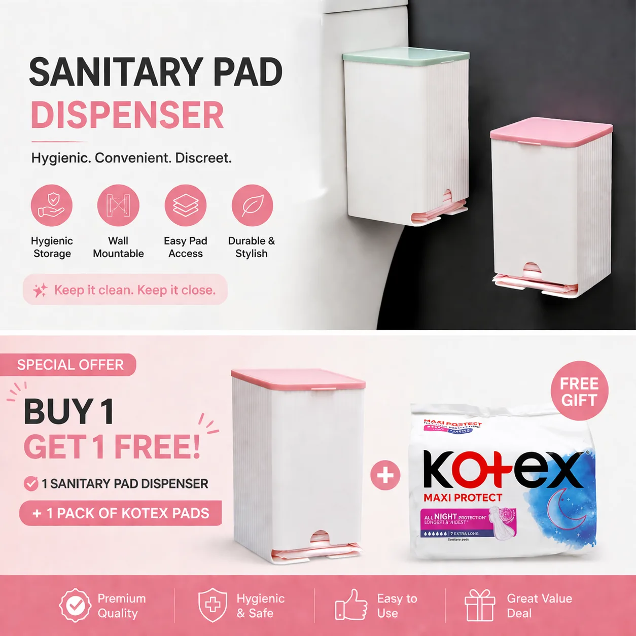 Wall Mounted Sanitary Pad Dispenser Storage Box